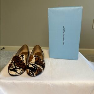 Antonio Melani Brown and Black Flats with Bow Detail